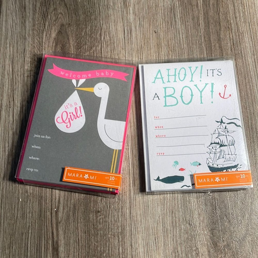 Baby Shower Announcement Cards Girl Boy 10 Pack